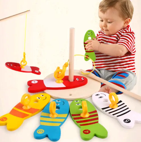 Children's educational creative fishing toys wooden baby early childhood teaching water ring wooden toys beldemo5-toys2