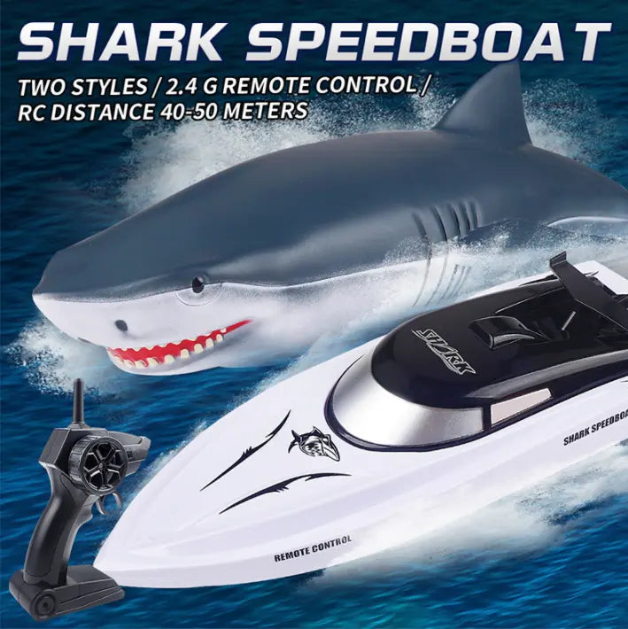 New Electric Shark RC Boat Vehicles Waterproof Swimming Pool Simulation Model Toys 2 In 1 High-speed Remote Control Boat beldemo5-toys2
