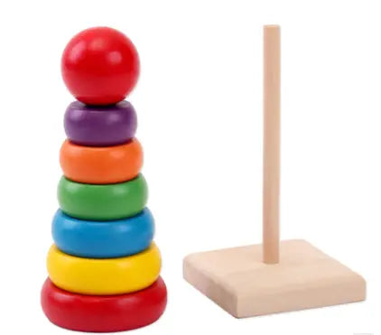 Children's educational wooden toys Rainbow Tower Jenga Stacks high beldemo5-toys2