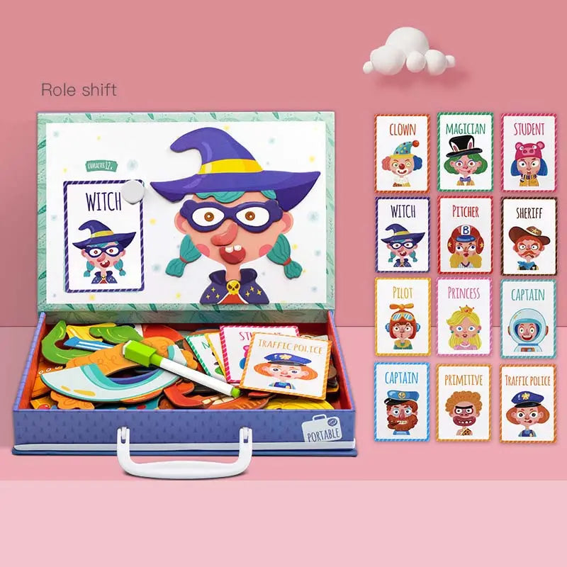 Montessori Magnetic Fun Puzzle Children's Wooden Puzzle Box Game Cartoon Educational Painting Toys For Children Gift Antistress beldemo5-toys2