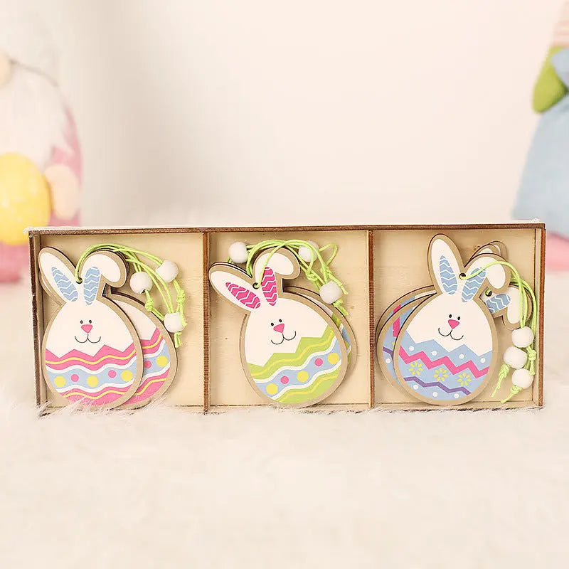 Easter Bunny Egg Animal Painting Pendant Wooden Crafts beldemo5-toys2