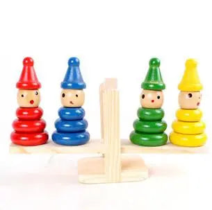 Wooden clown balance children puzzle ring kindergarten early childhood toy building blocks beldemo5-toys2