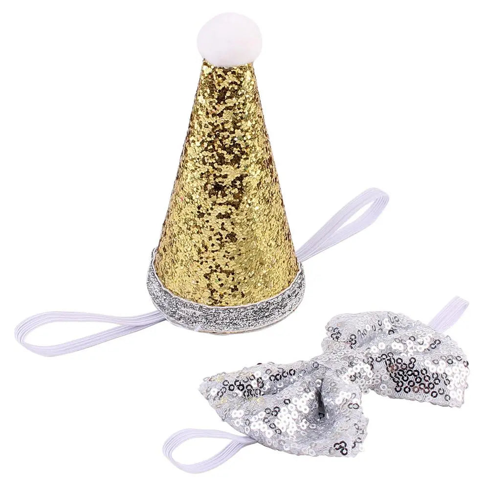 Pet Sequin Party Hat & Bow beldemo5-toys2