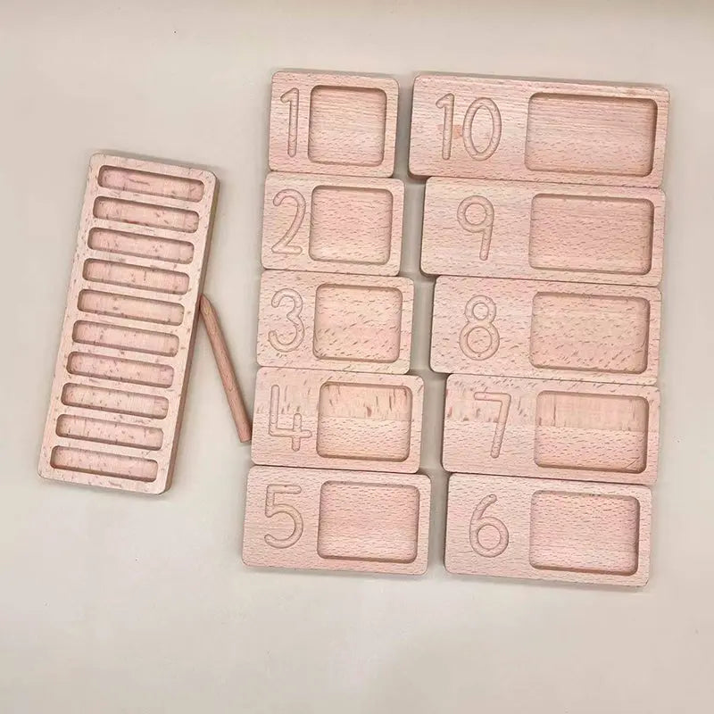 Wooden Montessori Toys Walnut Frame Counting Board Pyramid Tray Digital Numb beldemo5-toys2