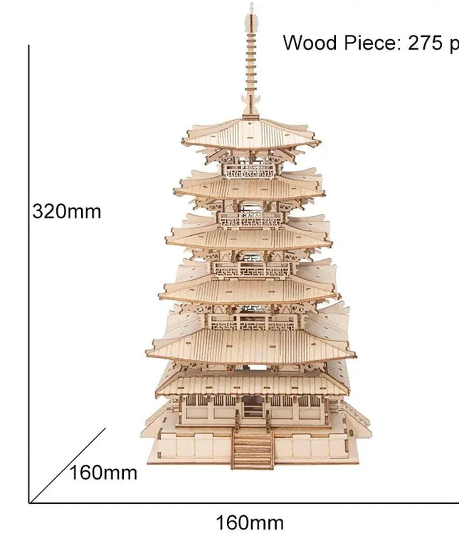 Robotime Five-storied Pagoda 3D Wooden Puzzle Toys For Children Kids Birthday Christmas Gift Home Decoration TGN02 Dropshipping beldemo5-toys2