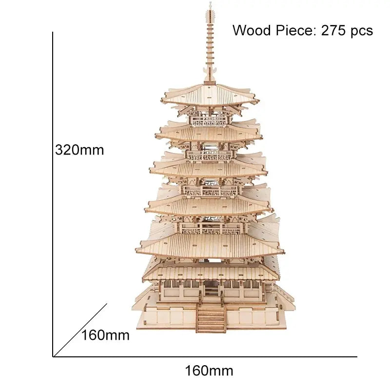 Robotime Five-storied Pagoda 3D Wooden Puzzle Toys For Children Kids Birthday Christmas Gift Home Decoration TGN02 Dropshipping beldemo5-toys2