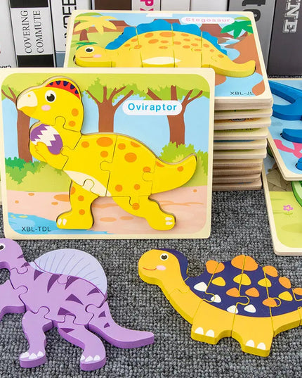 Baby Wooden Cartoon Dinosaur 3D Puzzle Jigsaw for Kids Montessori Early Learning Educational Puzzle Toys beldemo5-toys2