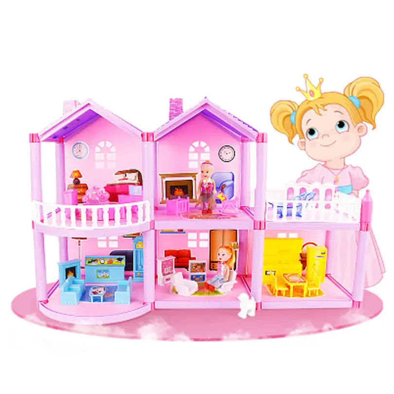 House Doll House Villa DIY Assembled House beldemo5-toys2