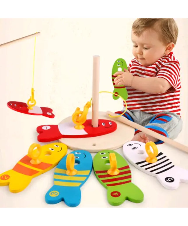 Children's educational creative fishing toys wooden baby early childhood teaching water ring wooden toys beldemo5-toys2