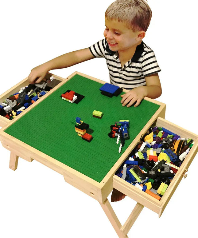 Block compatible Storage Play Table folding Custom Made Wooden Chalkboard Kids Children beldemo5-toys2