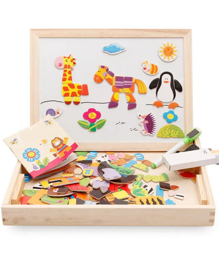 Multifunctional Magnetic Kids Puzzle Drawing Board Educational Toys Learning Wooden Puzzles Toys For Children Gift beldemo5-toys2