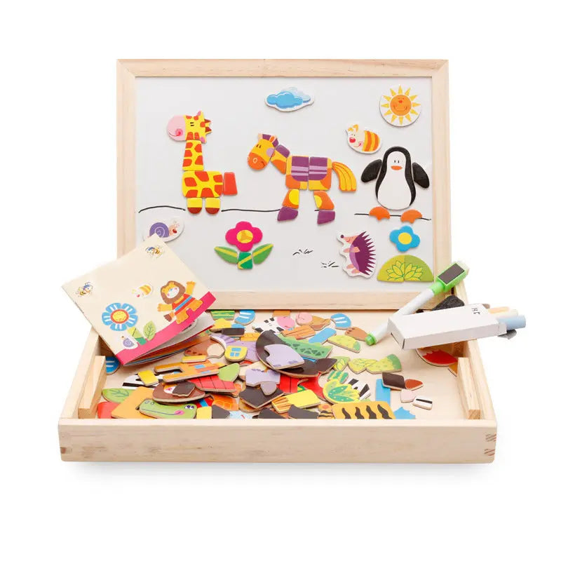 Multifunctional Magnetic Kids Puzzle Drawing Board Educational Toys Learning Wooden Puzzles Toys For Children Gift beldemo5-toys2