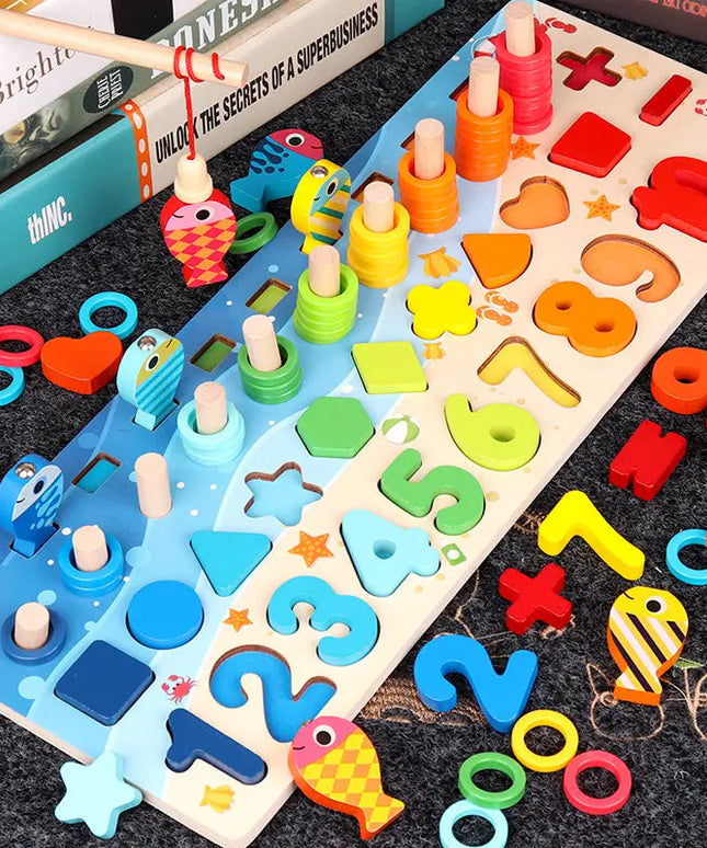 Educational Wooden Toys for Kids Board Math Fishing Count Numbers Matching Digital Shape Match Early Education Toy beldemo5-toys2
