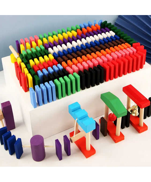 Wooden Domino Blocks Building Toy Kits Color Sort Rainbow Dominoes Games Educational Wood Block Toys For Children Kids Gifts beldemo5-toys2
