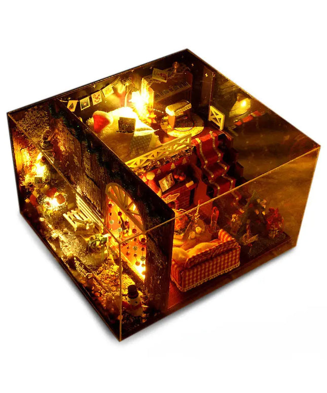 Diy Christmas Cottages Miniature House Christmas Decorations for Home Wood Lighting Diy Dollhouse Christmas Toys Gift Brinquedos beldemo5-toys2