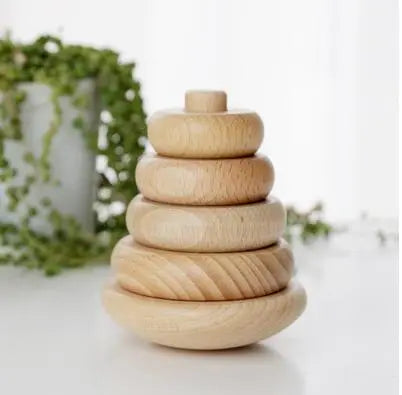 Children's Puzzle Wooden Folding Music Set Column, Rainbow Tower Ring, Large Early Childhood Education Toy Wood beldemo5-toys2