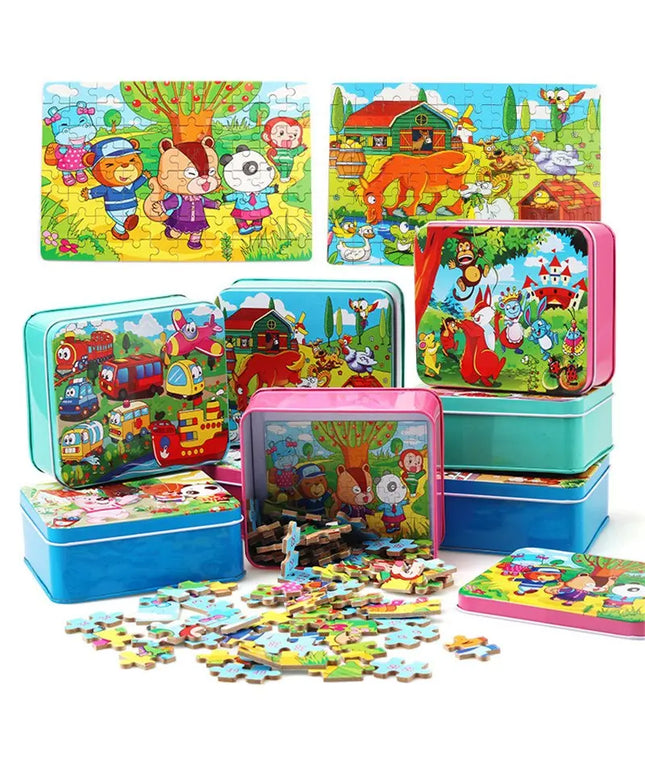 80PCS wooden educational toys educational development baby kids training toys children animal puzzle beldemo5-toys2