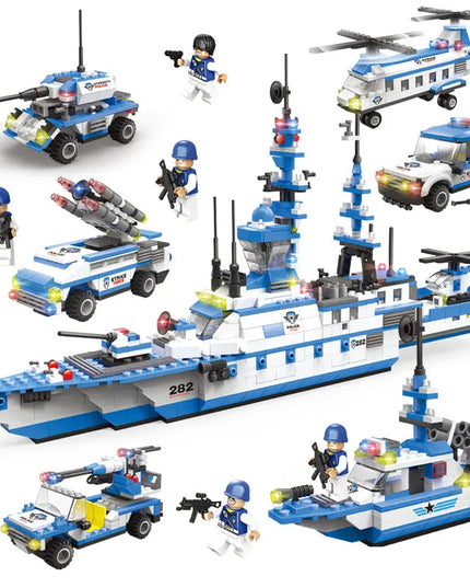 Military aircraft carrier police building blocks children assembled DIY toys beldemo5-toys2