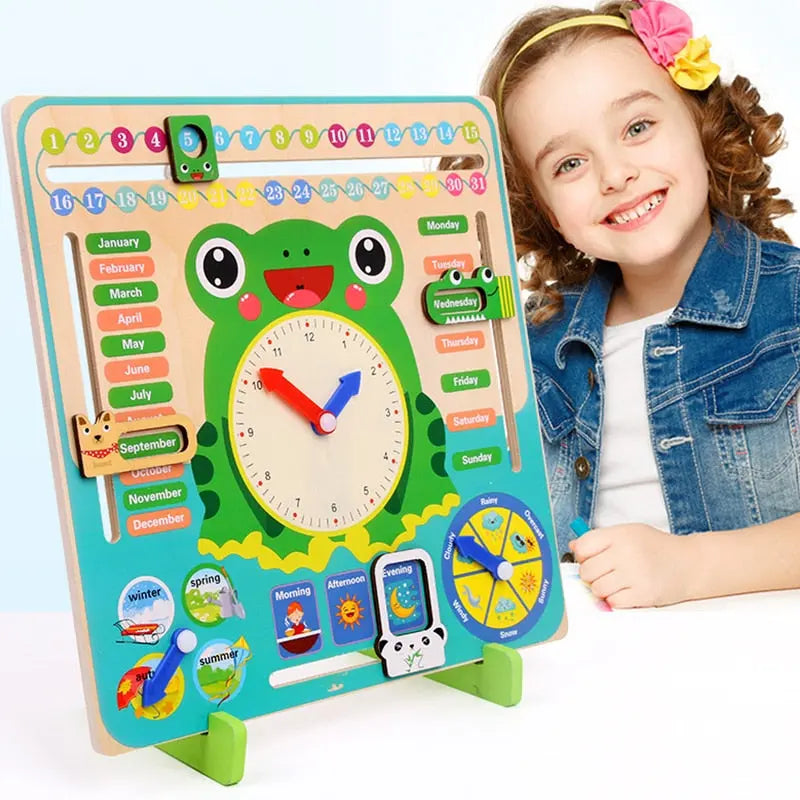 Montessori Wooden Toys Baby Weather Season Calendar Clock Time Cognition Preschool Educational Teaching Aids Toys For Children beldemo5-toys2