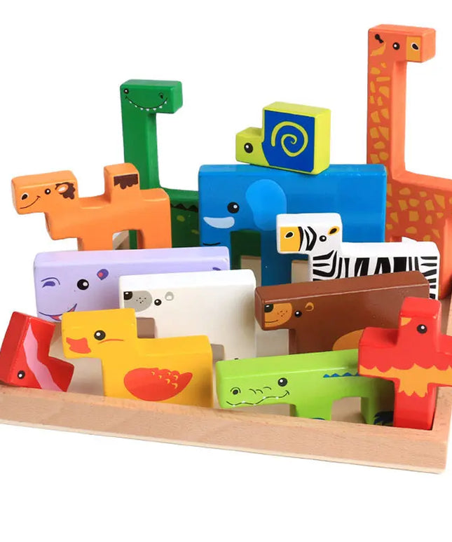 High Quality Baby Wooden Toys 3D Blocks Animal Building Blocks Stack Blocks Beech Wood Creative Children Birthday Christmas Gift beldemo5-toys2
