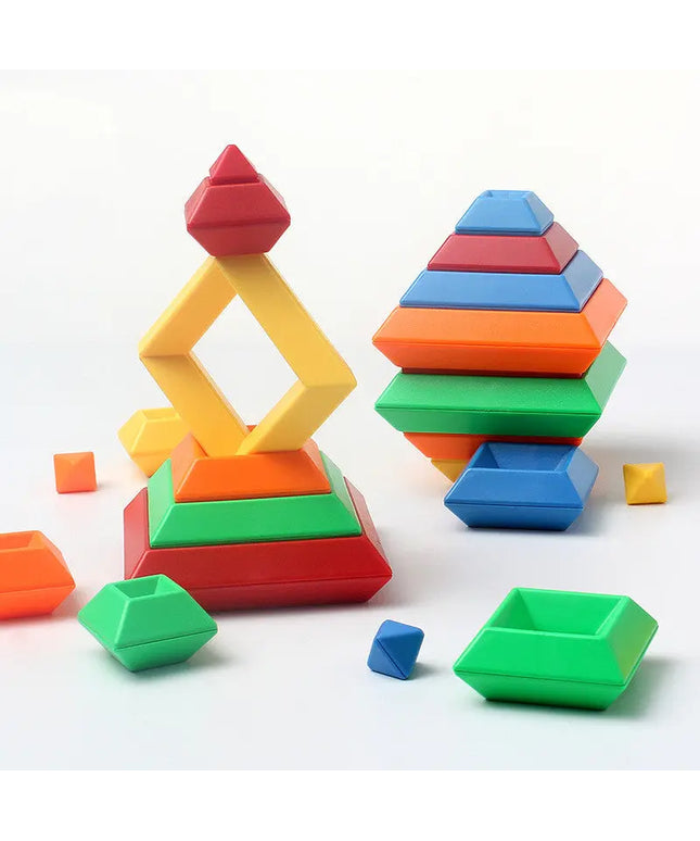 Kids Rainbow Tower Ring Wooden Jenga Color Cognitive Set Shapes Building Blocks Montessori Educational Toys for Kids beldemo5-toys2