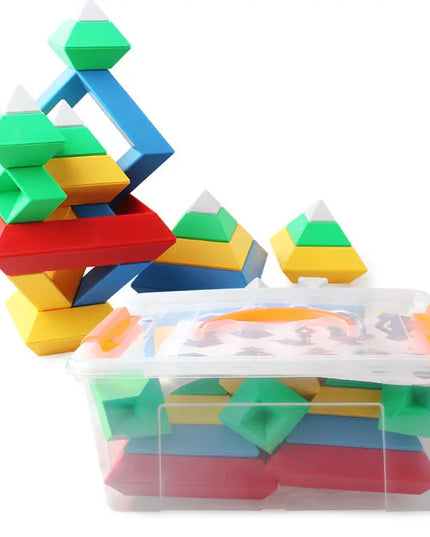 Kids Rainbow Tower Ring Wooden Jenga Color Cognitive Set Shapes Building Blocks Montessori Educational Toys for Kids beldemo5-toys2