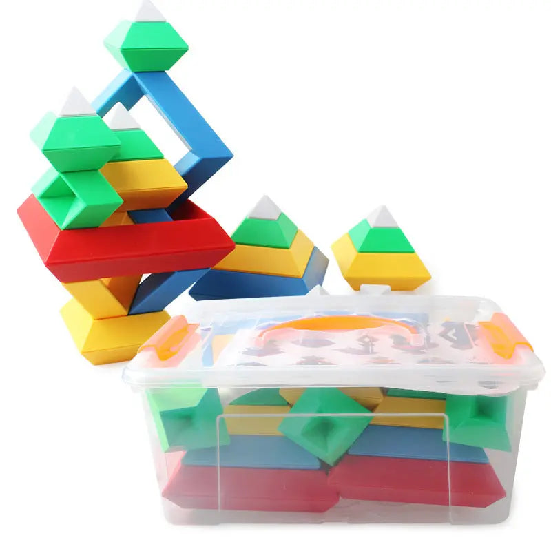 Kids Rainbow Tower Ring Wooden Jenga Color Cognitive Set Shapes Building Blocks Montessori Educational Toys for Kids beldemo5-toys2