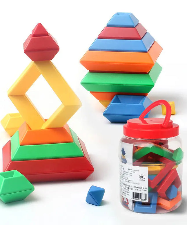 Kids Rainbow Tower Ring Wooden Jenga Color Cognitive Set Shapes Building Blocks Montessori Educational Toys for Kids beldemo5-toys2