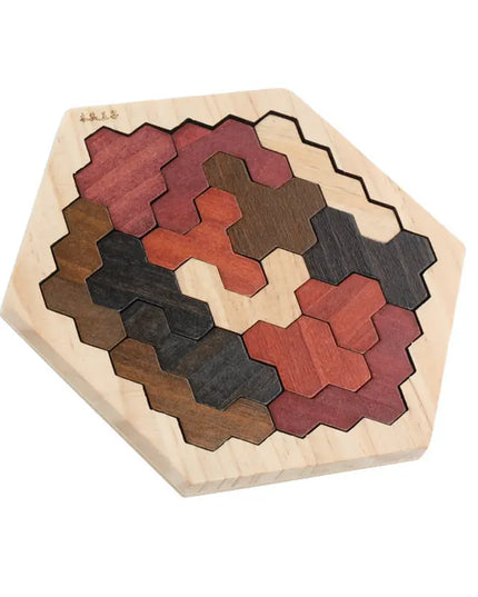 Wooden Hexagonal Geometric Puzzle beldemo5-toys2