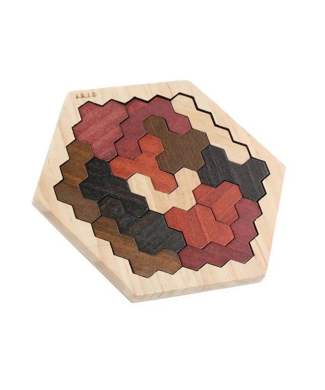 Wooden Hexagonal Geometric Puzzle beldemo5-toys2