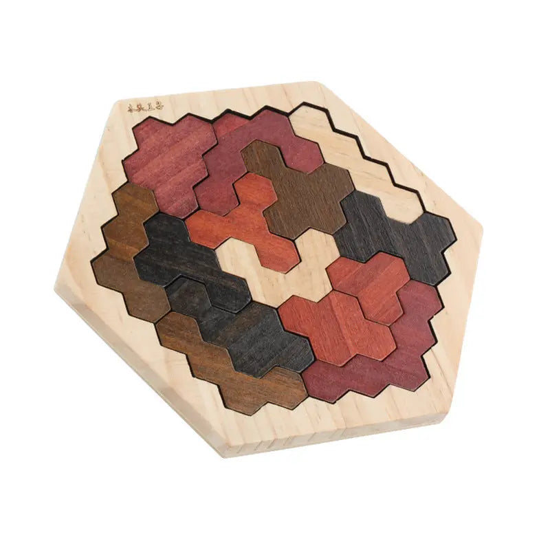 Wooden Hexagonal Geometric Puzzle beldemo5-toys2