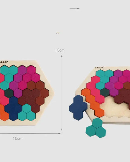 Wooden Hexagonal Geometric Puzzle beldemo5-toys2