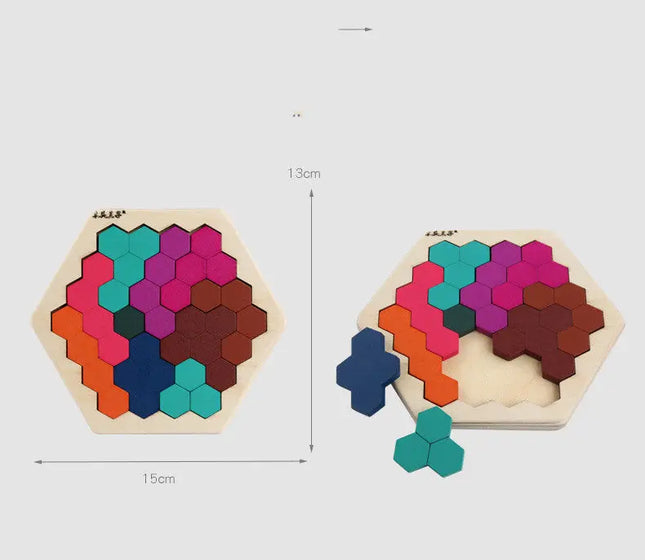 Wooden Hexagonal Geometric Puzzle beldemo5-toys2