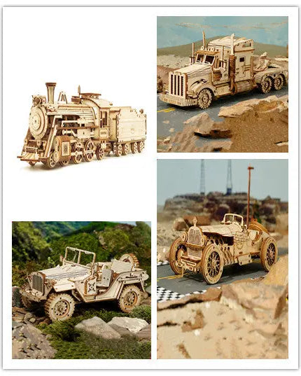 3D Wooden Puzzle Train Model DIY Wooden Train Toy Mechanical Train Model Kit Assembly Model Home Decoration Crafts beldemo5-toys2