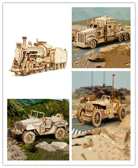 3D Wooden Puzzle Train Model DIY Wooden Train Toy Mechanical Train Model Kit Assembly Model Home Decoration Crafts beldemo5-toys2