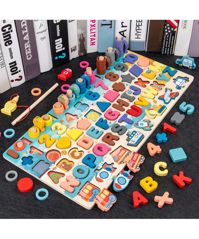 3D Preschool Children Educational Toys Wooden Montessori Arithmetic Magnetic Matching Building Block Toys beldemo5-toys2