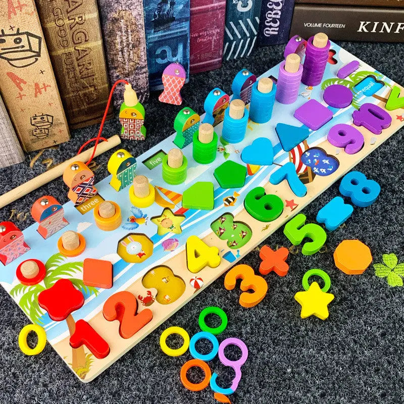 3D Preschool Children Educational Toys Wooden Montessori Arithmetic Magnetic Matching Building Block Toys beldemo5-toys2