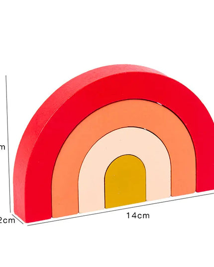 Children Wooden Rainbow Arched Stacked Toys Montessori Education Building Blocks beldemo5-toys2