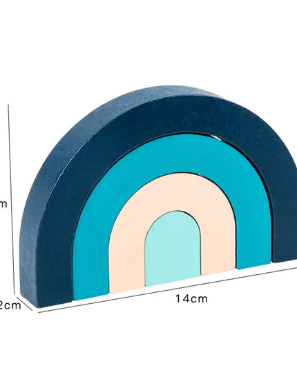 Children Wooden Rainbow Arched Stacked Toys Montessori Education Building Blocks beldemo5-toys2
