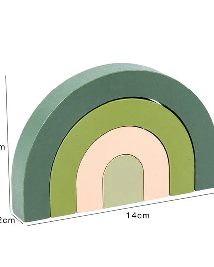 Children Wooden Rainbow Arched Stacked Toys Montessori Education Building Blocks beldemo5-toys2