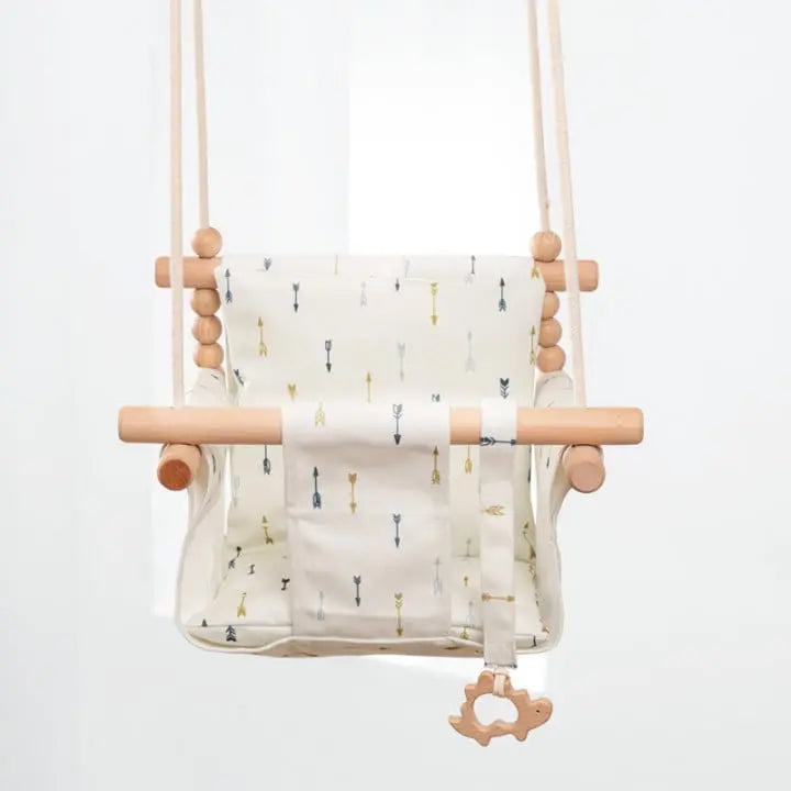 Cotton Canvas Baby Swing Chair Hanging Swing Indoor Outdoor Safety Baby Children's Toy Wooden Seat With Cushion Baby Room Decor beldemo5-toys2