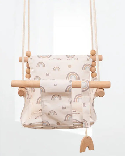 Cotton Canvas Baby Swing Chair Hanging Swing Indoor Outdoor Safety Baby Children's Toy Wooden Seat With Cushion Baby Room Decor beldemo5-toys2