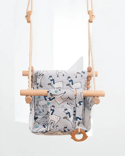 Cotton Canvas Baby Swing Chair Hanging Swing Indoor Outdoor Safety Baby Children's Toy Wooden Seat With Cushion Baby Room Decor beldemo5-toys2