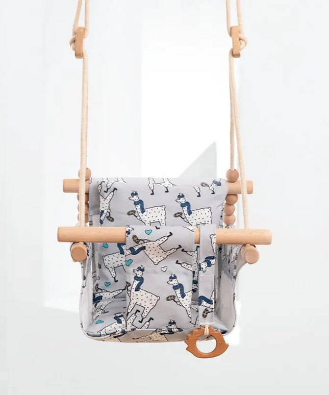 Cotton Canvas Baby Swing Chair Hanging Swing Indoor Outdoor Safety Baby Children's Toy Wooden Seat With Cushion Baby Room Decor beldemo5-toys2