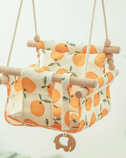 Cotton Canvas Baby Swing Chair Hanging Swing Indoor Outdoor Safety Baby Children's Toy Wooden Seat With Cushion Baby Room Decor beldemo5-toys2
