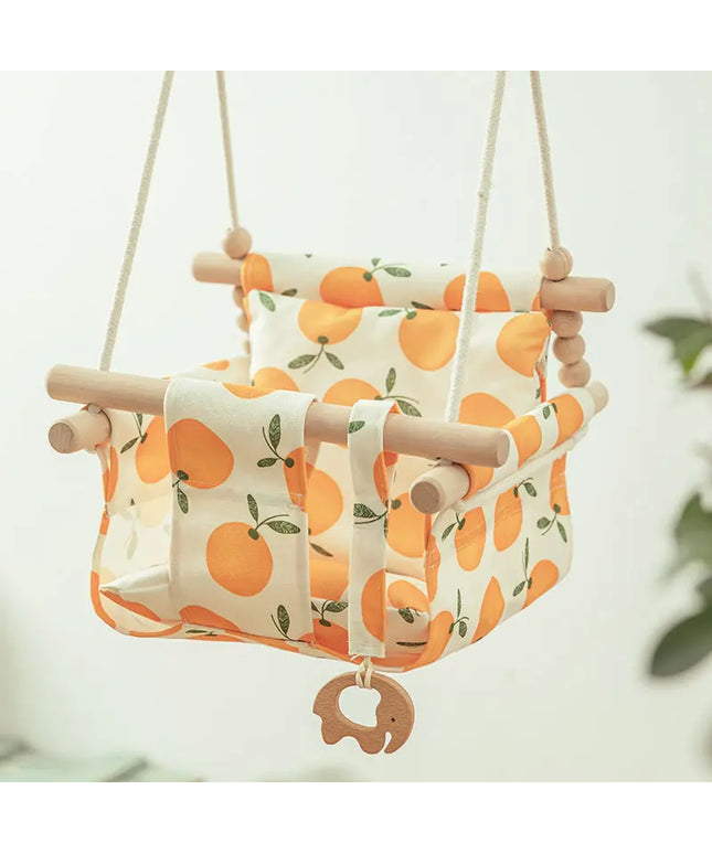 Cotton Canvas Baby Swing Chair Hanging Swing Indoor Outdoor Safety Baby Children's Toy Wooden Seat With Cushion Baby Room Decor beldemo5-toys2