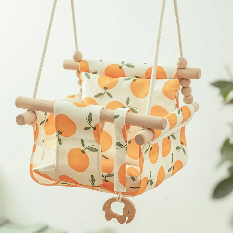 Cotton Canvas Baby Swing Chair Hanging Swing Indoor Outdoor Safety Baby Children's Toy Wooden Seat With Cushion Baby Room Decor beldemo5-toys2