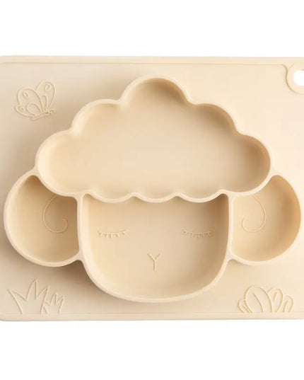Baby Silicone Dinner Plate Integrated Non-slip Children's Dinner Plate Baby Food Supplement Bowl Grid Feeding Tableware Maternal and Child Products beldemo5-toys2