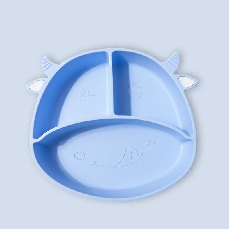 Baby Silicone Dinner Plate Integrated Non-slip Children's Dinner Plate Baby Food Supplement Bowl Grid Feeding Tableware Maternal and Child Products beldemo5-toys2