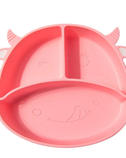 Baby Silicone Dinner Plate Integrated Non-slip Children's Dinner Plate Baby Food Supplement Bowl Grid Feeding Tableware Maternal and Child Products beldemo5-toys2